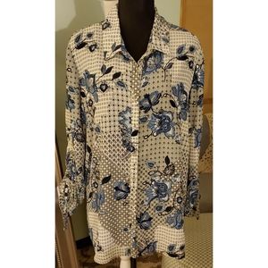 Roz&Ali Floral Button Blouse - XL